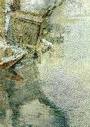 Carl Larsson vinter i grez-sur-loing-tvattbrygga vid loing-floden oil painting artist